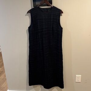 COS Textured navy Blue Midi Dress